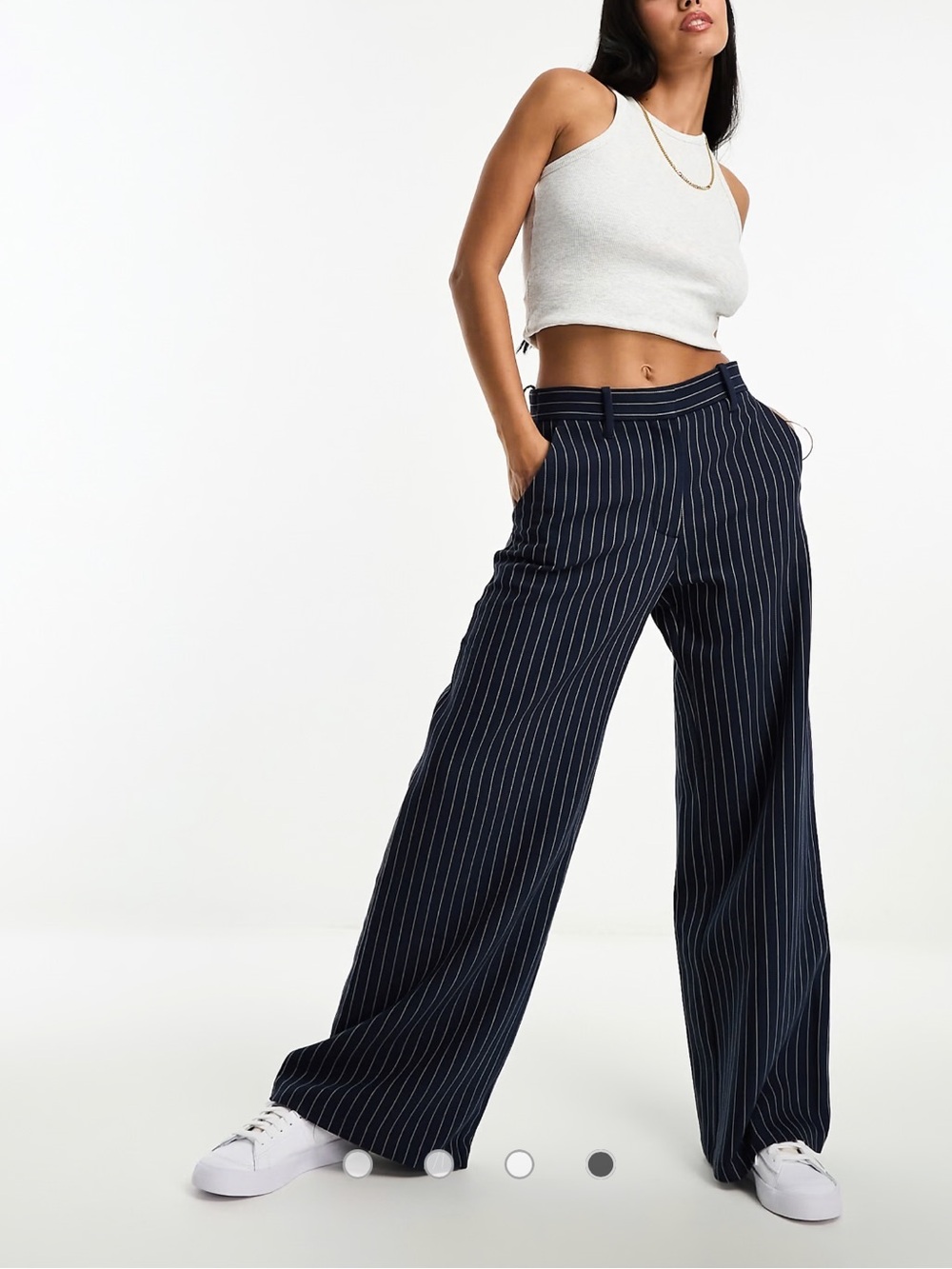 Abercrombie & Fitch Sloan Wide-Leg Trousers in Black Pinstripe Size 30 Short